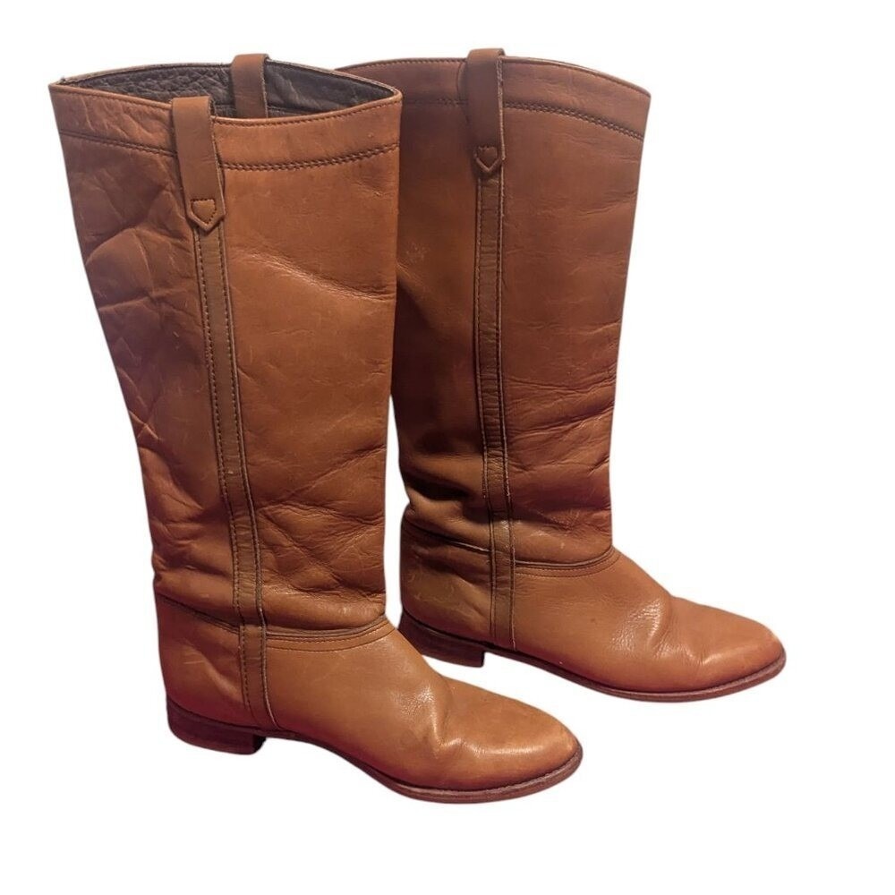 Vintage Dexter Boots Western Leather Tall Boho Coastal Cowgirlโ Brown Size 9.5